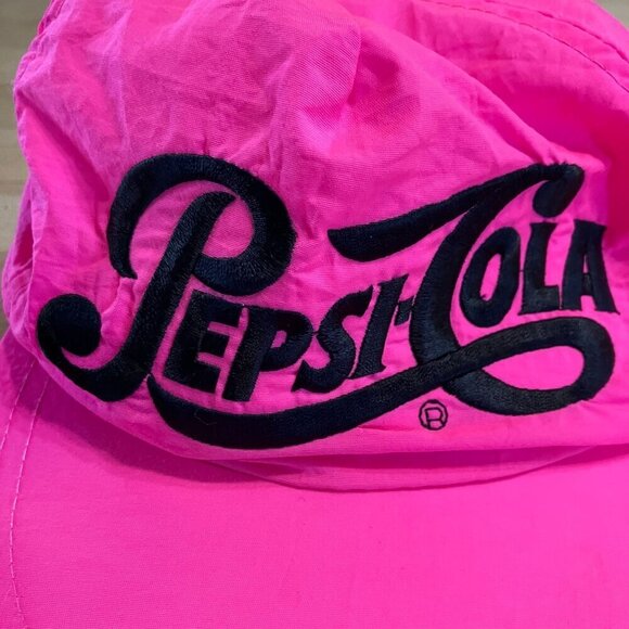 Pepsi Cola Mens Vintage Nylon 90s Snapback Hip Hop Cap Hat OS Pink Hot SP EXC - Picture 2 of 9